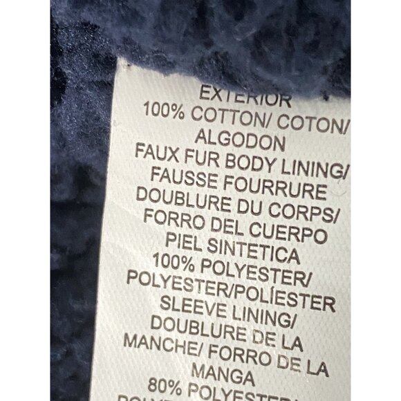 Lucky Brand Cotton Sherpa Lined Bomber Jacket Men’s L Full Zip Navy Blue - Picture 11 of 16